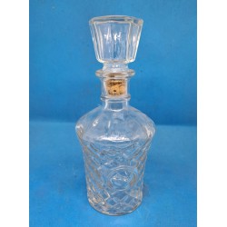 Carafe à Whisky Vintage en Verre Pressé, avec Bouchon en Liège et Plastique