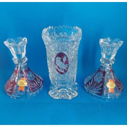 Ensemble Élégant en Cristal au Plomb 24% Anna Hutte - Vase et 2 Chandeliers - Origine Allemagne