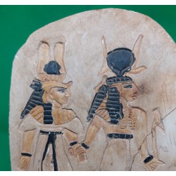 Tablette Égyptienne de l'Ère d'Akhenaton représentant Hathor et son Mari