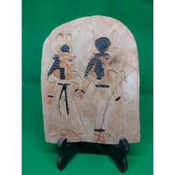 Tablette Égyptienne de l'Ère d'Akhenaton représentant Hathor et son Mari