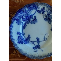 Assiettes Sarreguemines France - Style Art Nouveau, 1920 - Motif de Fleurs Bleues sur Fond Blanc