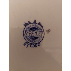 Plat Allongé en Porcelaine Boch La Louvière - Motif YEDDO - Très bon état (24x15 cm).