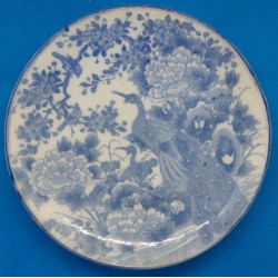 Assiette en porcelaine chinoise du XIXe ou XXe siècle, ornée de motifs de paons et d'oiseaux