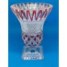 Vase en Cristal Vintage - Élégance Intacte aux Accents Rouges