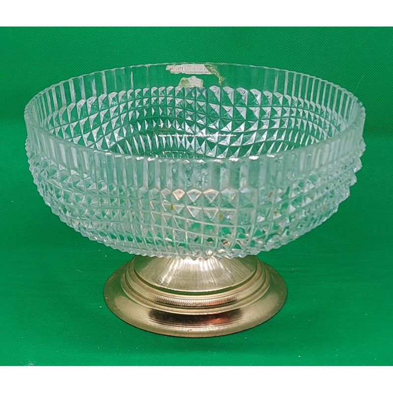 Coupe Vintage en Cristal de Bohême avec Pied en Laiton doré à l'or fin - 1890 - 1930