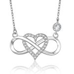28.97 € – BlingGem Collier pour Femme en Argent 925/1000 avec Oxyde de Zirconium Rond Coeur Infini Amour Ensemble pour Toujours Cadeau pour Femme Fille 48 cm