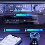 Goigrn Transmetteur FM Bluetooth, Bluetooth 5.0 Voiture Adaptateur Radio Lecteur MP3 Kit Main Libre sans Fil, Chargeur Allume Cigare avec Dual USB Ports 5V/2.4A & 1A, Support Carte SD/Clé USB