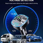 Goigrn Transmetteur FM Bluetooth, Bluetooth 5.0 Voiture Adaptateur Radio Lecteur MP3 Kit Main Libre sans Fil, Chargeur Allume Cigare avec Dual USB Ports 5V/2.4A & 1A, Support Carte SD/Clé USB