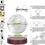 129.99 € – VGAzer Lampe lunaire lévitante, flottant et tournant librement avec une base en bois de luxe et une lumière 3D à LED Moon, pour des cadeaux uniques, une décoration d’intérieur, une veilleuse