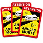 Finest Folia Attention Angles Morts Autocollant 25x17cm obligatoire en France pour Les véhicules de Plus de 3,5 t Sticker Auto-adhésif résistant à l’eau (Camping-Car, 3 Sticker)