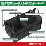 ATHLON TOOLS Sac pour Coffre de qualité supérieure, avec Couvercle – Vainqueur du Test comparatif 12/2020 très Bon – Organiseur de Coffre XXL de 60 litres