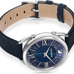 Swarovski Montre Crystalline Glam, bracelet en cuir, Bleu, Acier inoxydable