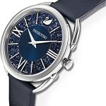 Swarovski Montre Crystalline Glam, bracelet en cuir, Bleu, Acier inoxydable