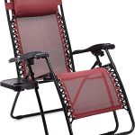 Amazon Basics Lot de 2 Fauteuils Relax Pliants avec Table d’appoint, Rouge